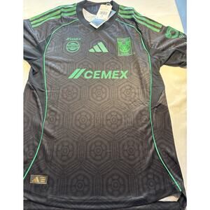 adidas Tigres UANL Men's Soccer Jersey Short Sleeve Black Polyester Size M